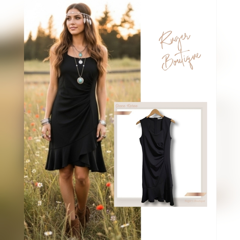 🌿Grace Karin Womens Medium Black Sleeveless Cocktail Dress-Stunnning! 🖤